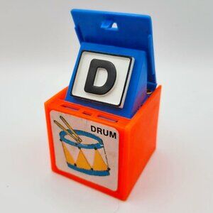 1972 Mattel Alphabet Pop Up Block Toy Plastic Vintage Letter Dog Learn School